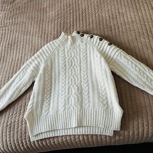 Mango Cream Cable Knit Turtleneck Sweater